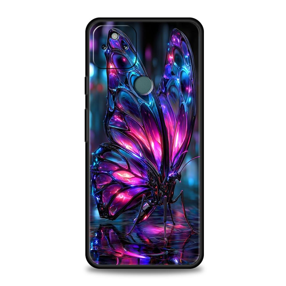 Art Purple Butterfly Phone Case Cover for Google Pixel 10 9 8 7 6 9A 8A 7A 6A Pro Shockproof Soft TPU 10 Pro XL Shell Fundas Bag
