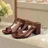 Мода 2025 Женские летние новые сандалии с открытым носком, повседневные, дизайнерские, из ПУ кожи, для вечеринок, для шопинга, к платью, женские шлепанцы, большой размер