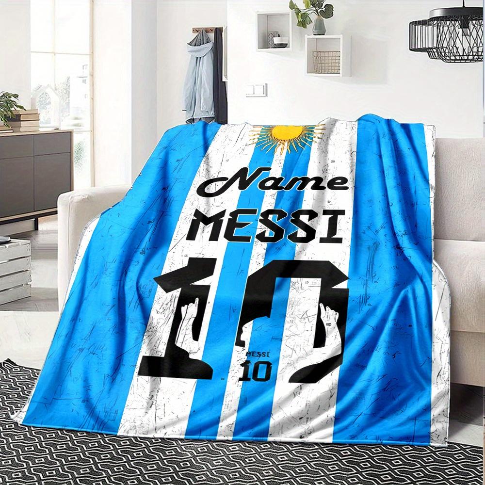 Messi Argentina Flag Flannel Blanket Soft And Cozy Customizable Name Perfect For All Seasons Sofa Bed Or Outdoors Personalized Gift Contemporary Style