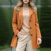 Coats For Women Elegant Single Breasted Mid Length Wool Coat Long Sleeve Outwear Overcoat