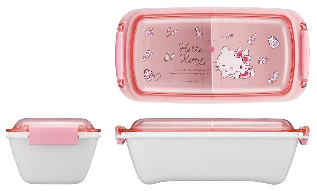 Skater Biomass Ланч с рифленой прокладкой для легкой крышки для более мягкой посудомоечной машины и микроволновой печи Сделано в Sanrio Hello Kitty Акварельная косметичка,