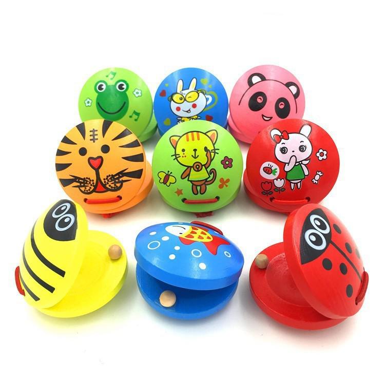 Rainbow Wooden Hand Rattle: 10 Bells Baby Soothing Toy