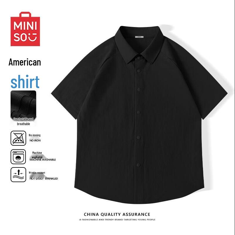 MINISO Мужская дышащая рубашка с коротким рукавом в американском стиле