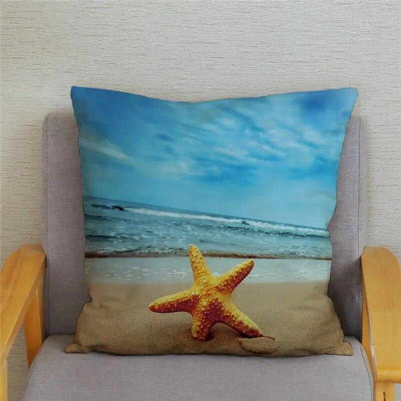 Декор для спальни, гостиной, пляжный пейзаж, кокосовая пальма, чехол для дивана, домашний декор, наволочка с принтом морской звезды и ракушки