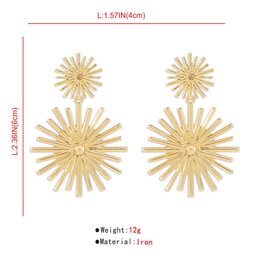 Европейские и американские трендовые серьги, персонализированные серьги с металлическим смыслом «Подсолнух», преувеличенные женские серьги с уличной стрельбой нестандартной формы