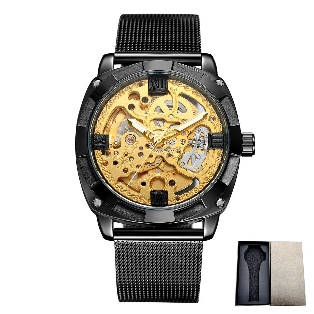 Luxury Brand Classic Automatic Men's Watch Silver Skeleton Steel Sport Business Mechanical Clock Relogio Relojes Hombre
