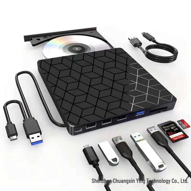 Внешний DVD-привод 7-в-1 USB 3.0 с возможностью подключения флэш-накопителя и кардридера