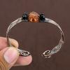 Natural Baltic Amber Handmade Copper Wire Wrap Cuff Bangle Adjustable U1q14