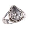 Natural Black Rutile Gemstone 925 Solid Sterling Silver Jewelry Ring Size 6 W2U90
