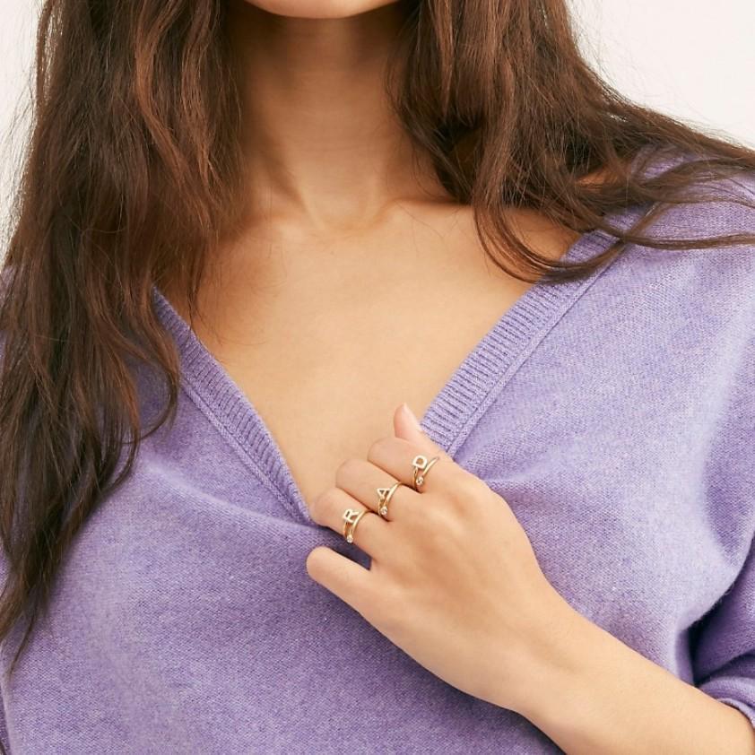 2019 Exquisite Adjustable Initial Ring for Women - Stackable Open Design for Index Finger