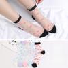 Female Spring and Summer Thin Style Breathable Cool Glass Silk Lovely Flower Anti Hook Silk Crystal Socks