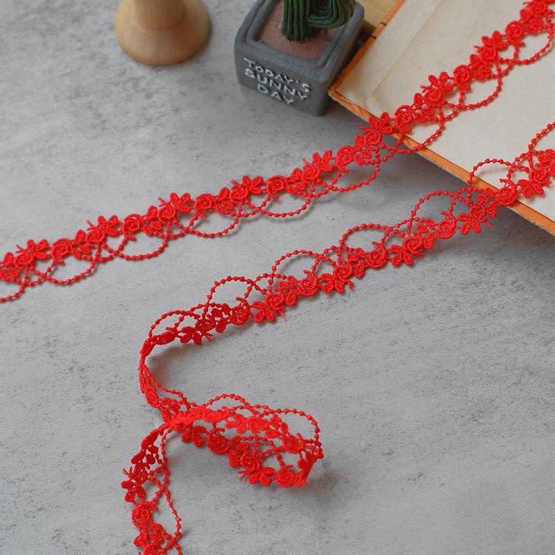 Цветная полиэфирная кружевная тесьма с цветочным узором, 2 см, для DIY аксессуаров к одежде