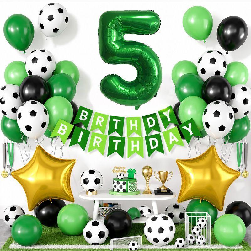 Soccer-Themed Birthday Number Aluminum Foil Balloon Set for Children's Birthday Party Decorations
