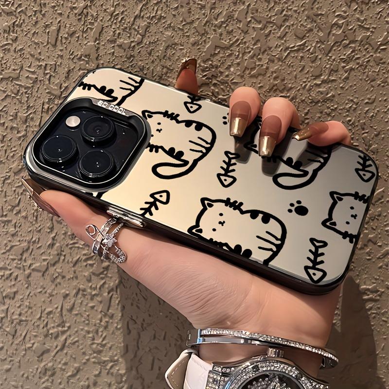 Чехол для телефона 'Котёнок с рыбьей костью' Для iPhone 11 12 13 14 15 16 17 XS XR X 12 13 Plus Pro Max SE серии Защита от падений прочный красивый великолепный