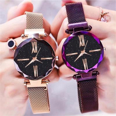 Женские часы часы Mesh Magnet Starry Sky Watch Роскошные женские часы Roma Dial Quartz Wristwatch