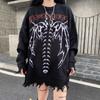 Готический стиль, панк, вязаный свитер, женский оверсайз, уличная одежда в стиле хип-хоп, торговый центр, готический череп, серый модный пуловер, джемпер, топы