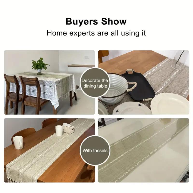 Зеленый Бохо дорожка для стола в деревенском стиле для домашнего декора дорожка для стола в деревенском стиле пианино чехол для пыли мягкий ручной работы кисточки для столовой кухни кофейное вечернее платье