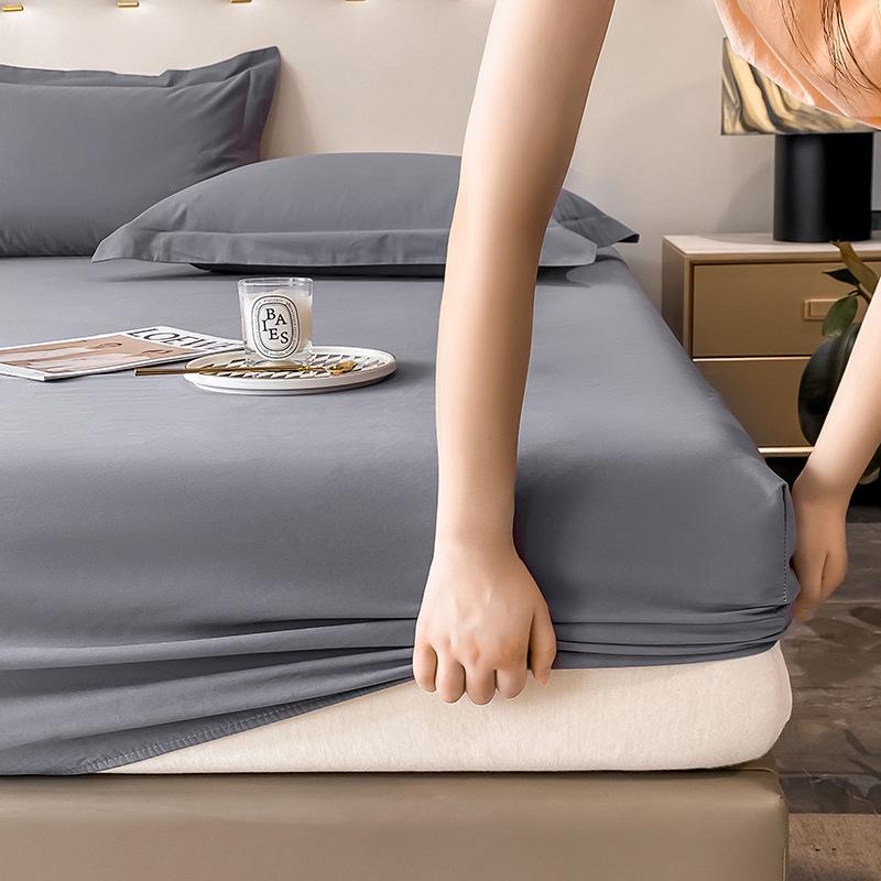 2024 Non-slip Solid Color Single Bed Fitted Sheet Dust Cover - Ins Style