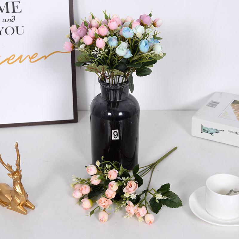 Small Rose Simulated Bouquet Multi Head Flower Bud Wedding Hotel Home Decoration