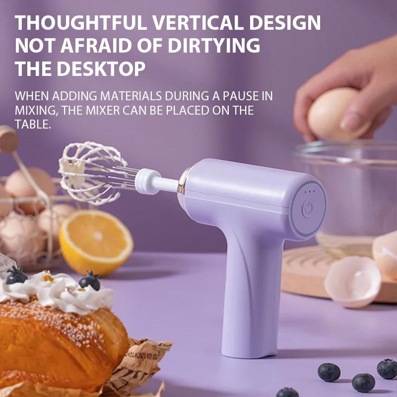 Electric Hand Mixer Rechargeable Small Whisk for Baking Cake Cream Dough Wireless Handheld Egg Beater Kitchen Cooking Tool