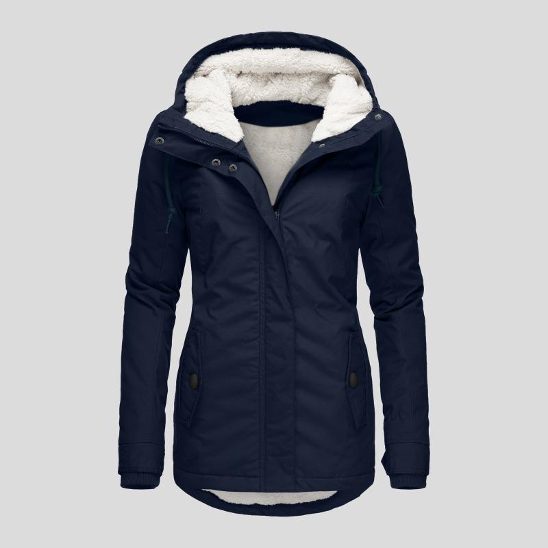 Autumn and Winter New Women's Clothing Solid Color Medium Long Cotton Jacket for Women