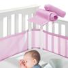 CocoFill Защитный бортик для детской кроватки, Безопасность ребенка, Легкая гарантия, Подкладка, Защита, Ограждение, Сетка, Стираемый, Установка, 90 дней (розовый)