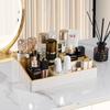 Makeup Storage Basket Bins with Dividers for Women Cosmetics Display Case Leather Skincare Multifunctional Desktop Organizers