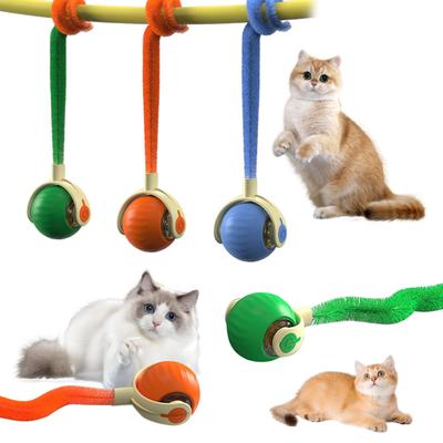 Интерактивная игрушка-мяч для кошек, перезаряжаемый через USB, автоматический движущийся мяч с плюшевым хвостом, умная головоломка для домашних животных для занятий спортом в помещении, снятия стресса
