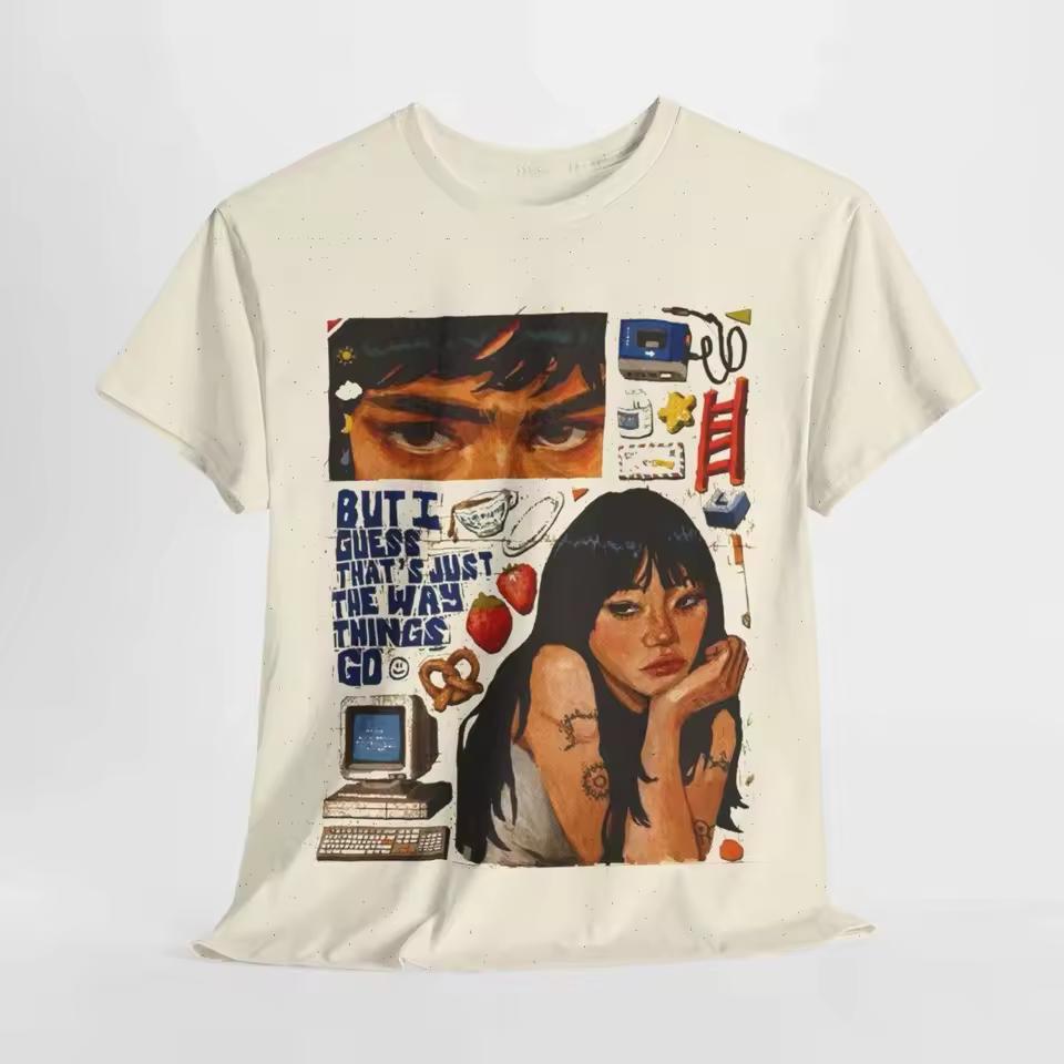 Harajuku Trend Printed Short Sleeve Hip Hop High Street Clothing Fashion Casual Loose T-Shirt Sports Trend Streetwear Top Unisex