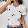 Женские модные повседневные летние весенние блузки и рубашки с круглым вырезом с короткими рукавами
