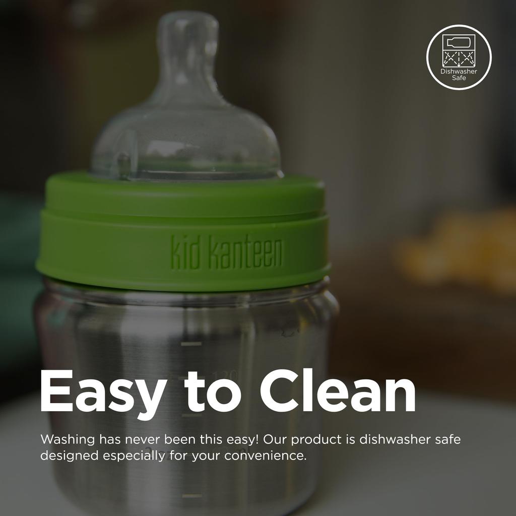 Klean Kanteen Slow Flow Baby Bottle Nipple, 19322045000001, Clear, Single Hole