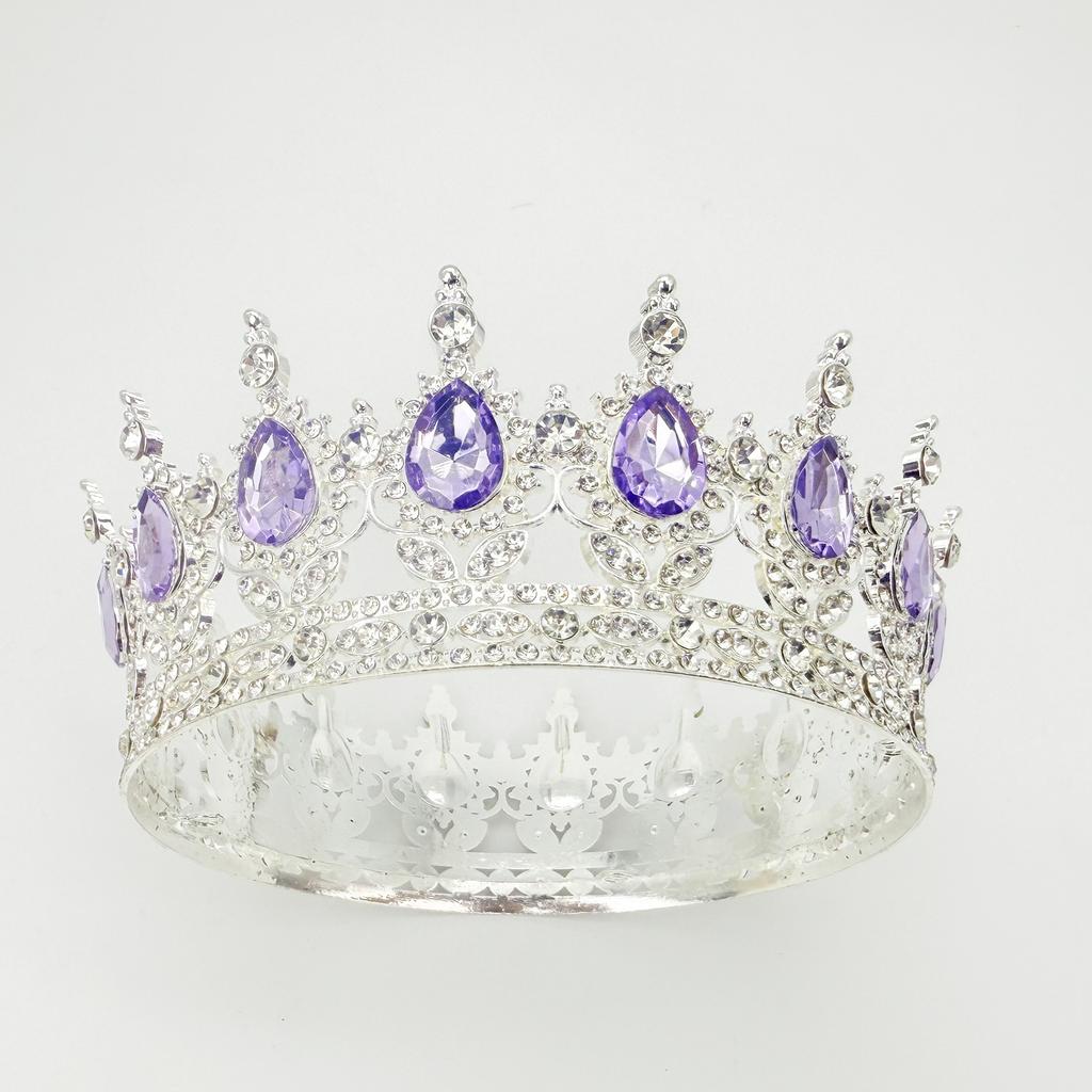 Full Circle Crown Tiara Colorful Baroque Retro Full Diamond Jewelry Wedding Accessories Crown Bridal Crown