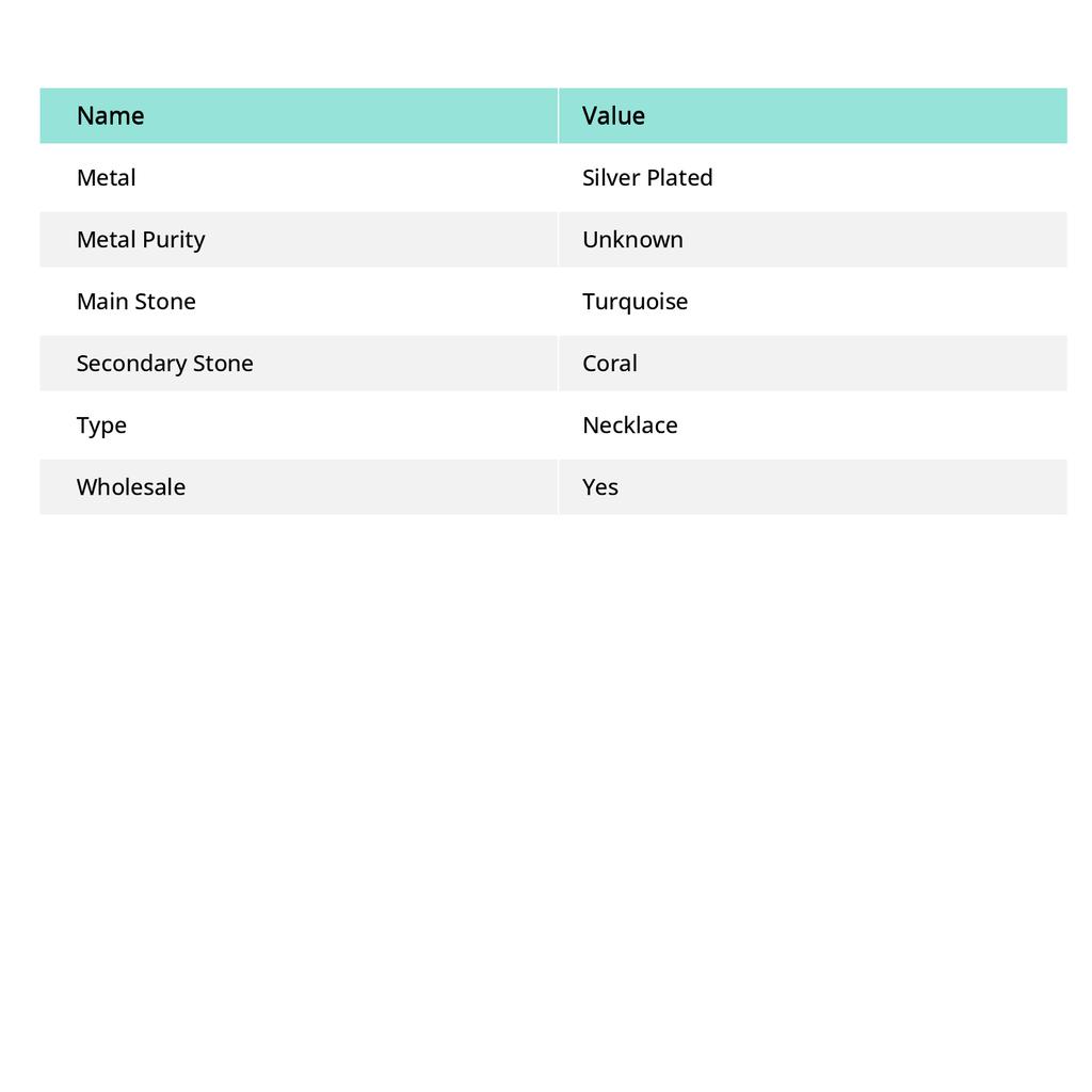 Natural Tibetan Turquoise, Coral Gemstone Handmade Jewelry Necklace 18" Q5s69