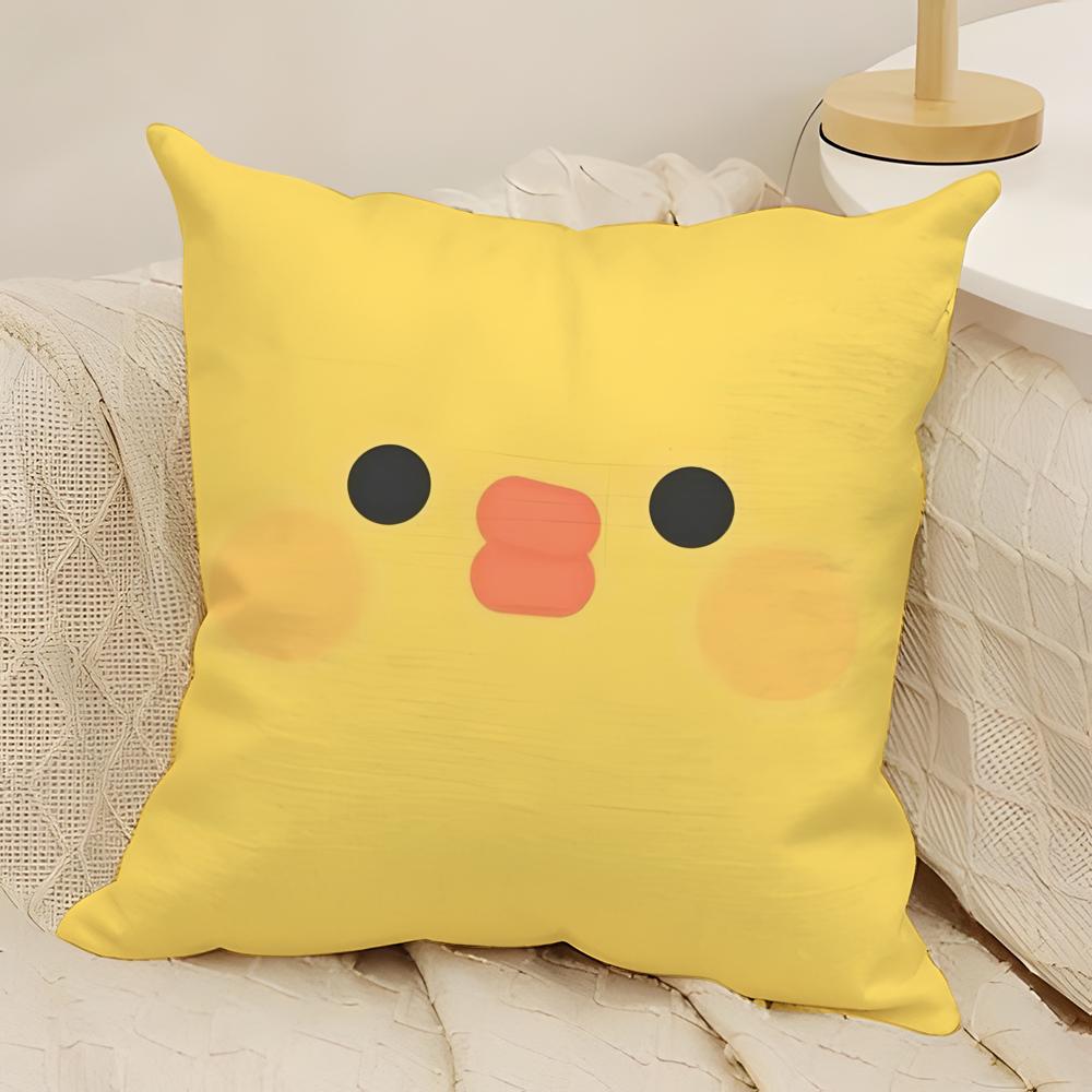 Fun Emoji Print Pillow Case Natural Linen DoubleSided Printing Sofa Home Decor Cushion Cover