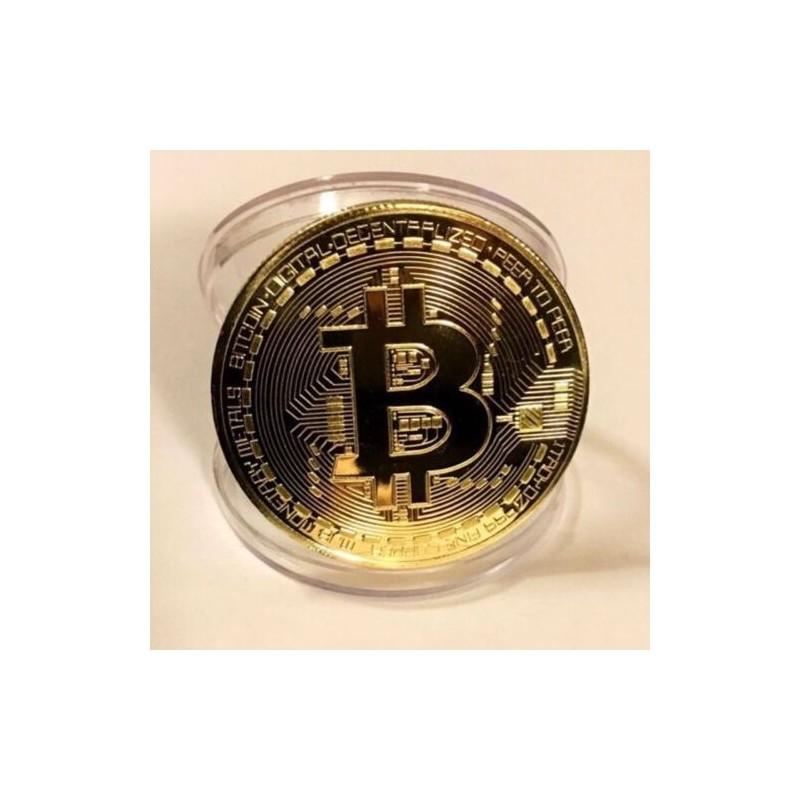 Памятная монета Bitcoin с металлическим основанием и акриловым дисплеем для деловых подарков