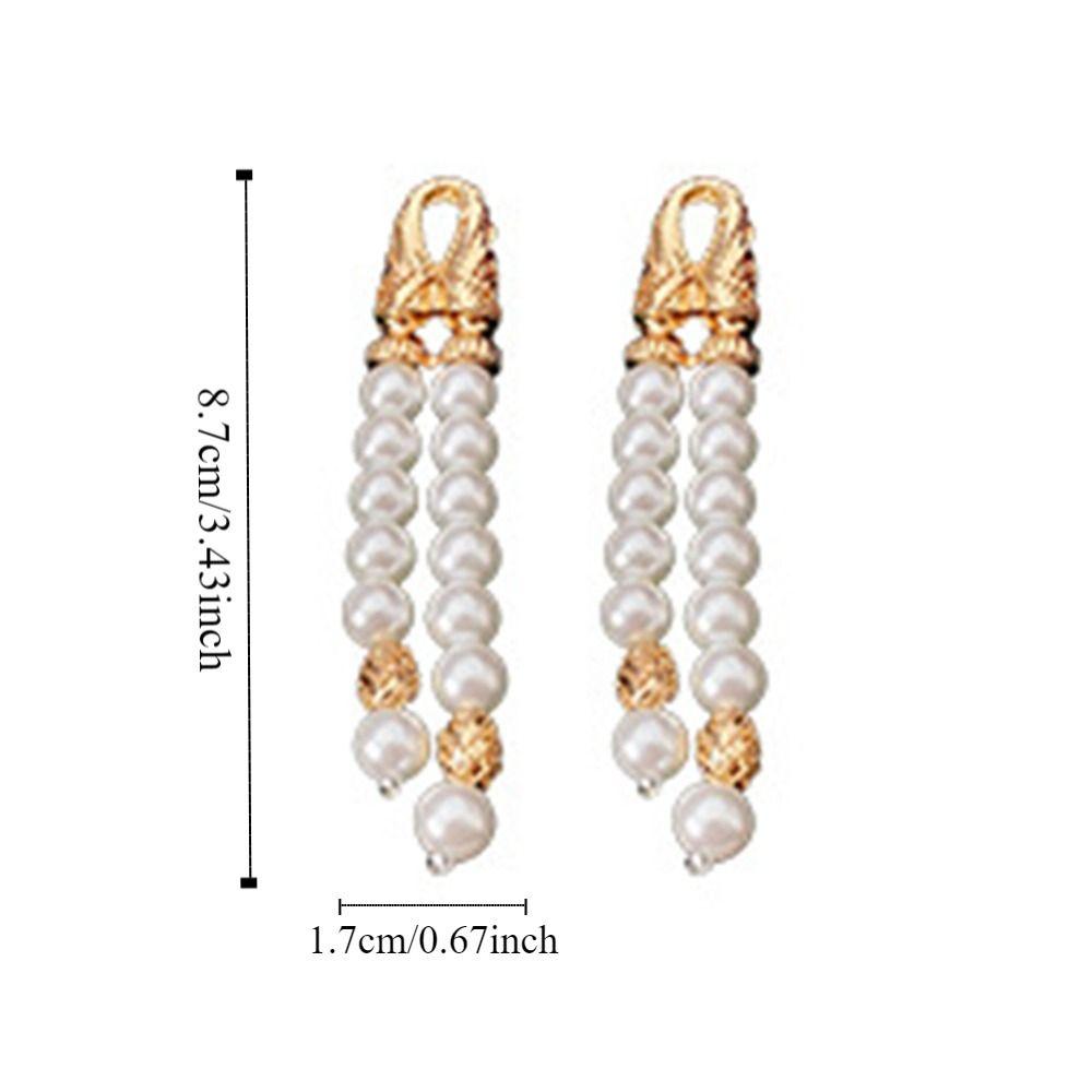 Имитация жемчуга Двойной ряд жемчужных кисточек Серьги Великолепные серьги-гвоздики Ювелирные подарки