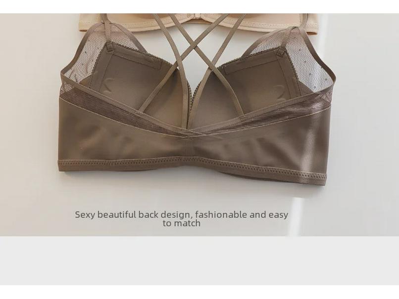 Japanese Light Cotton Lace Seamless Push-Up Bra Set with Front Buckle and Stylish Back Design