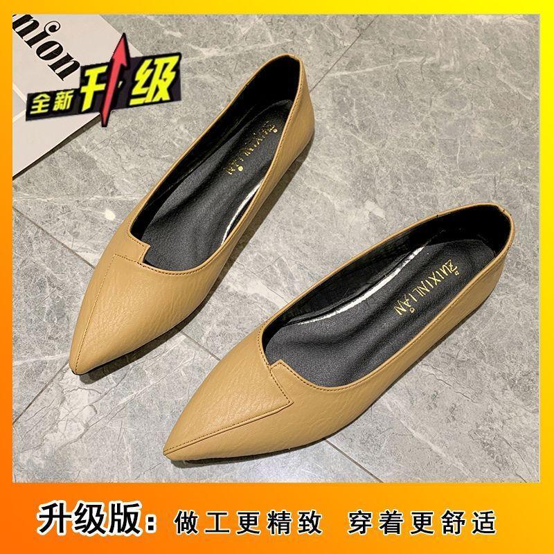 Женские универсальные туфли на плоской подошве, туфли Doudou, лето и осень 2025, новая модная модель с острым носком, мягкая подошва, легкий вырез, черные туфли на низком каблуке