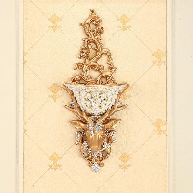 Европейская полимерная голова оленя, настенная ваза, кашпо для искусственных цветов, настенные украшения, декор для дома, гостиной, прихожей, настенная роспись, поделки