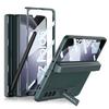 Magnetic Hinge PU Leather Phone Cover for Galaxy Z Fold 7 6 5 PC Folding with Front Glass S Pen Slot Electroplate Special Craft