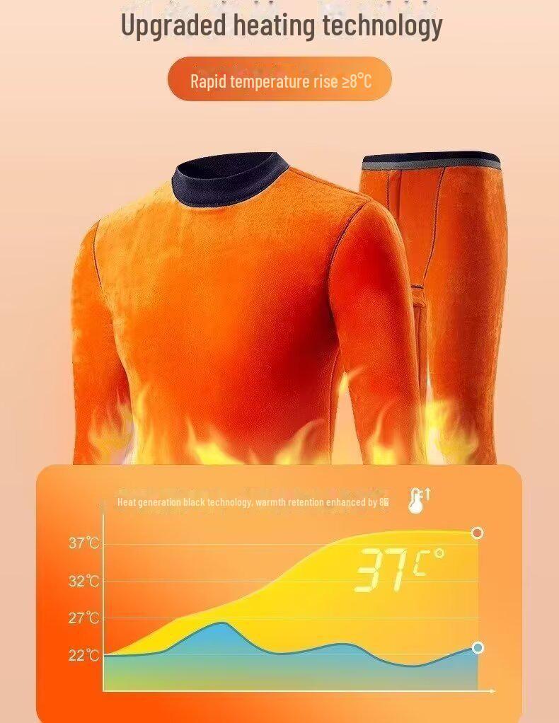 Men's Thickened Gold Velvet Thermal Underwear Set - Half Turtleneck Top & Pants for Winter Cold Protection