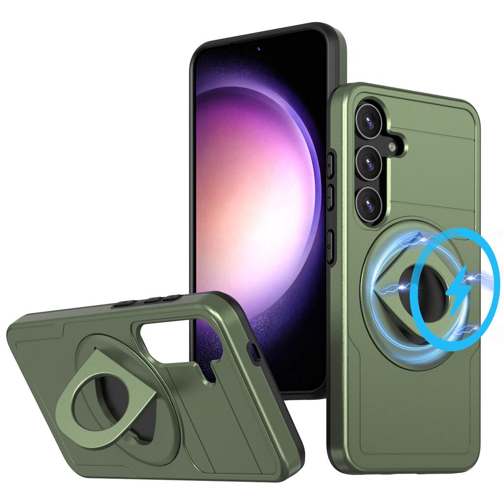 For Samsung Galaxy S25+/S24+ Magnetic Case Ring Kickstand PC+TPU Phone Cover
