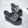Women Wedges Slippers Super High Heels Plus Size Female Casual Slides Comfortable Platform Sandals Crystal Ladies Summer Shoes