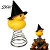 Festive Holiday Tree Accessory Halloween Duck Topper, Small Witch Topper Ornament with Decor Metal Spring Base for Gothic Home Decor, Party