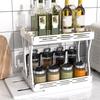 Выдвижные полки для специй с нескользящим основанием, вращающийся двухъярусный кухонный шкаф-органайзер, модульная конструкция для банок со специями, лекарств