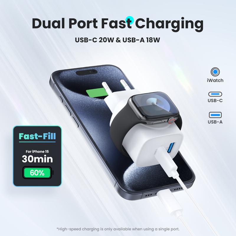 Зарядное устройство для Apple Watch с блоком быстрой зарядки 20 Вт, 3-в-1 PD USB C настенный зарядный блок для iWatch, для iPhone, iPad