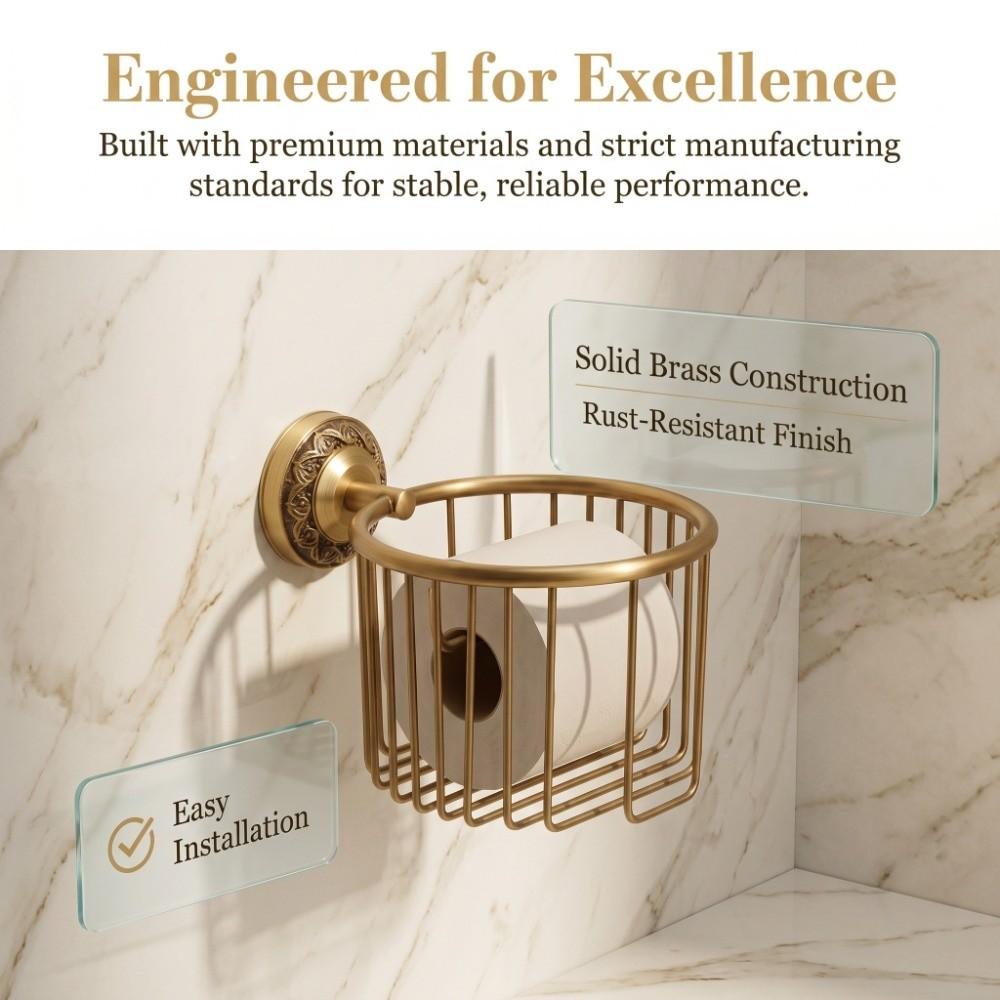 Wall Mounted Toilet Roll Holder Copper Toilet Paper Holder Tissue Holder Bathroom Organization