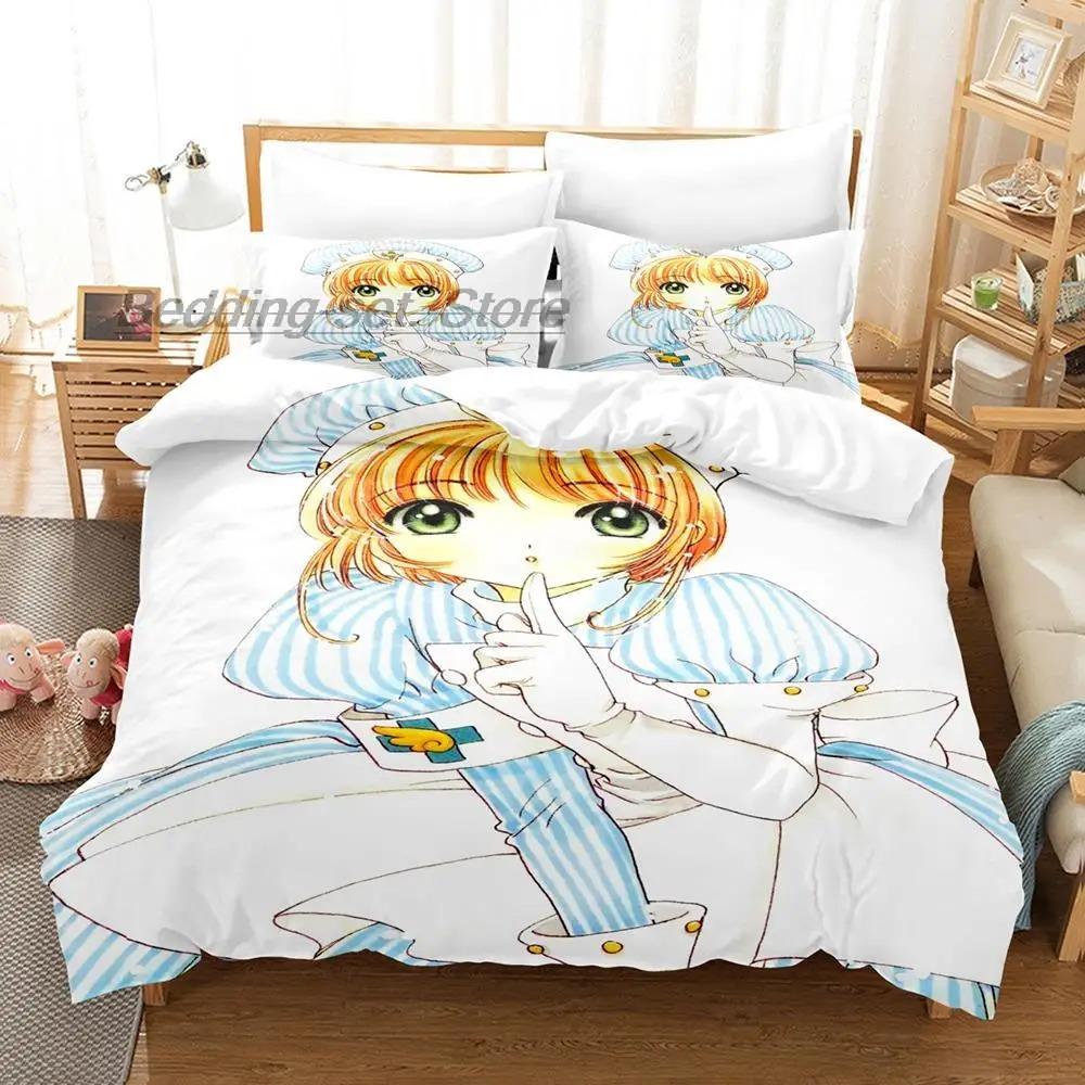 Комплект постельного белья Cardcaptor Sakura Single Twin Full Queen King Size, комплект постельного белья Aldult Kid Bedroom Duvetcover Sets 3D Print Anime