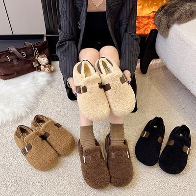 Обувь Мао Мао женская верхняя одежда 2025 новая осень и зима два способа носки туфли Доудоу бархатные туфли Мэри Джейн нежные пушистые хлопковые туфли