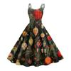 Женское модное рождественское принтованное сексуальное коктейльное платье без бретелек в готическом стиле в стиле панк, винтажное платье.